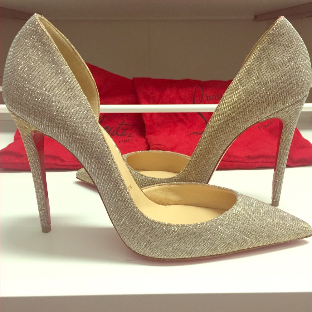 IRIZA 100Glittex/Lame Sirene,Silver/Gold Louboutin